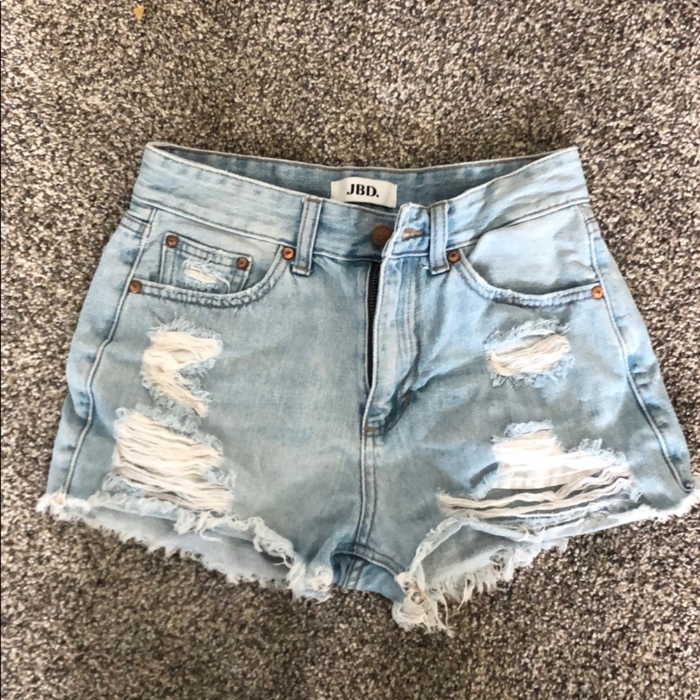 Light Wash Ripped Shorts